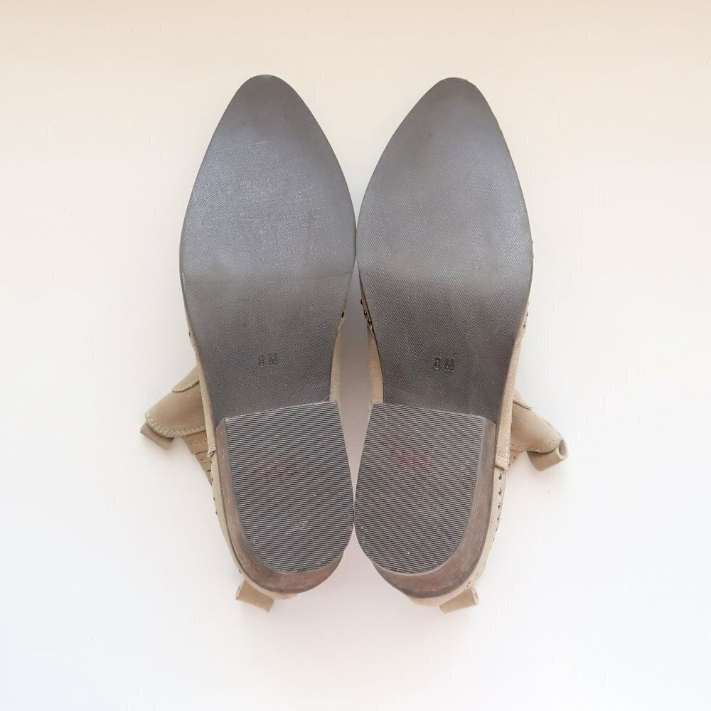 Matisse x Amuse Society Beige Suede Leather Studded Western Ankle Boots Booties - Picture 7 of 16